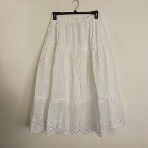 NEW HYFVE Tiered Eyelet Maxi Skirt L